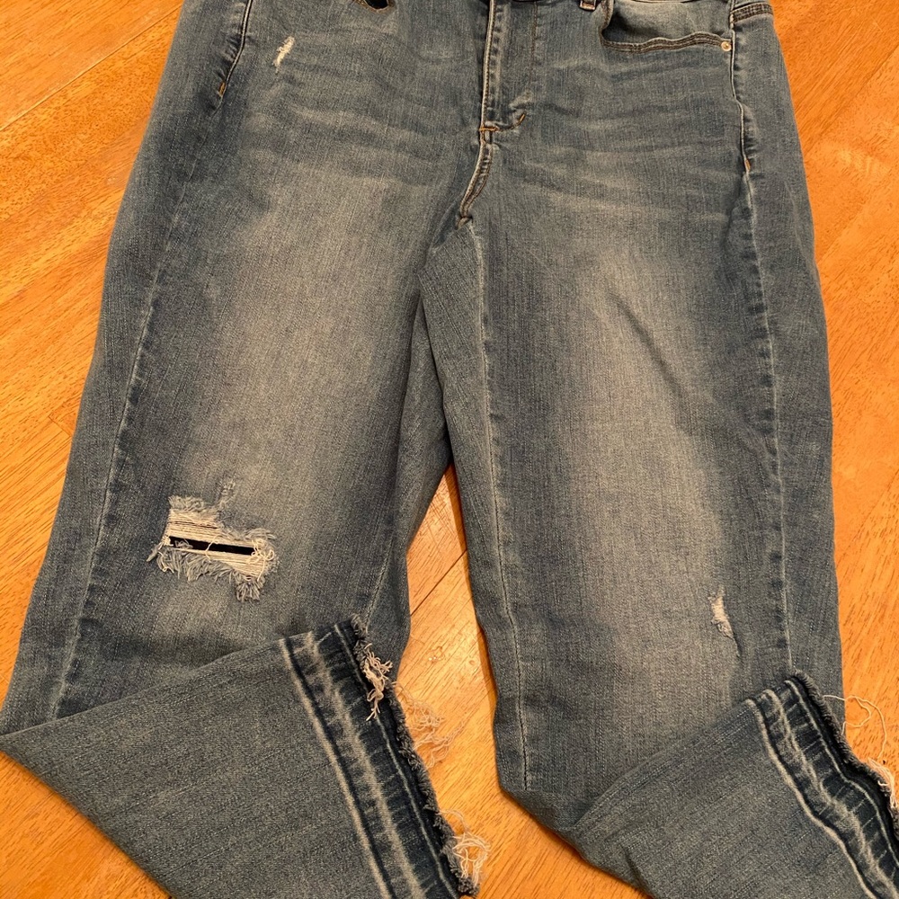 Love & Legend light wash deconstructed jeans 18